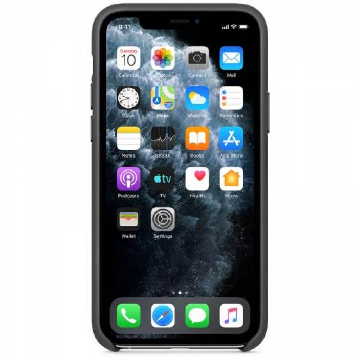 Capac de protectie Apple Leather Case pentru iPhone 11 Pro Max, Black