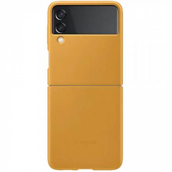 Capac de protectie Samsung Leather Cover pentru Galaxy Z Flip 3 (F711), Mustard