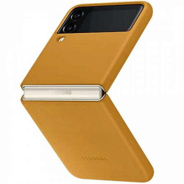 Capac de protectie Samsung Leather Cover pentru Galaxy Z Flip 3 (F711), Mustard