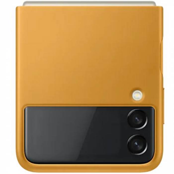 Capac de protectie Samsung Leather Cover pentru Galaxy Z Flip 3 (F711), Mustard