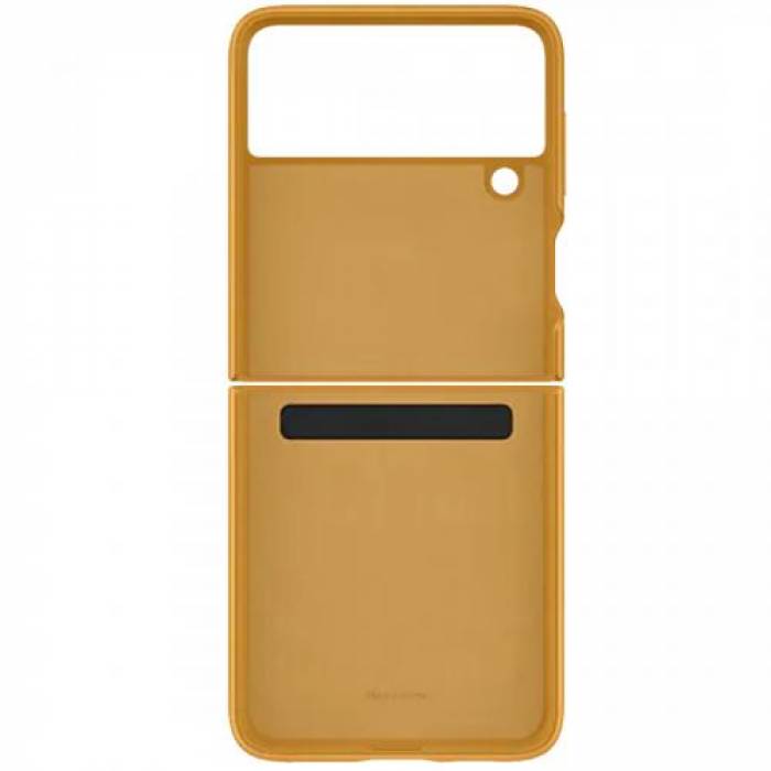 Capac de protectie Samsung Leather Cover pentru Galaxy Z Flip 3 (F711), Mustard
