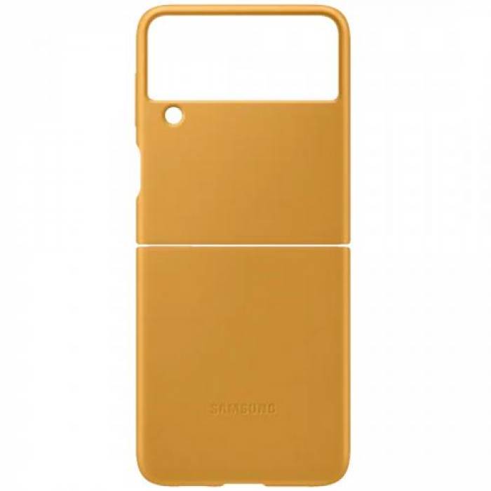 Capac de protectie Samsung Leather Cover pentru Galaxy Z Flip 3 (F711), Mustard