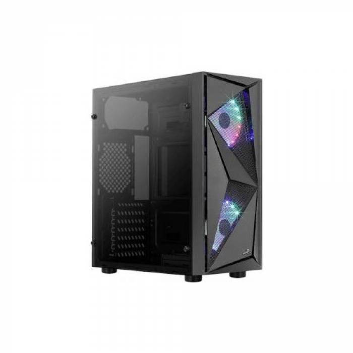 Carcasa Aerocool Glider Cosmo Tempered Glass RGB, Black, Fara sursa