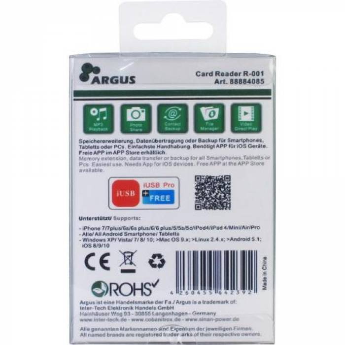 Card Reader Inter-Tech Argus R-001, USB 2.0 