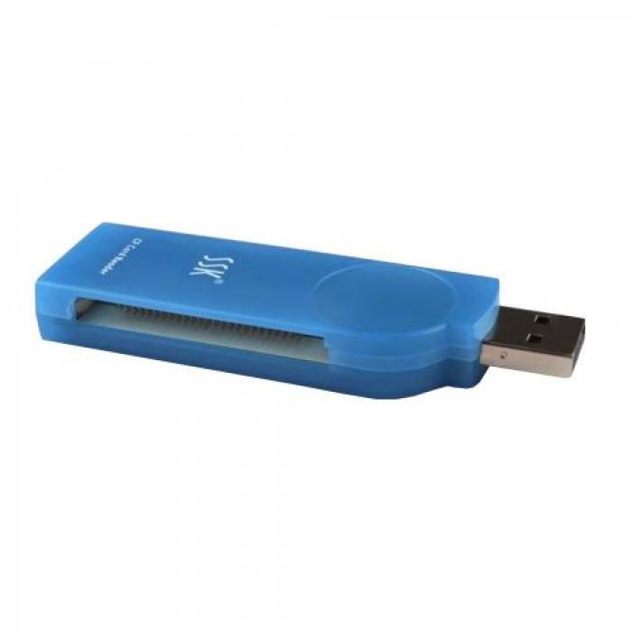 Card reader SSK SCRS028, CF, USB 2.0, Blue