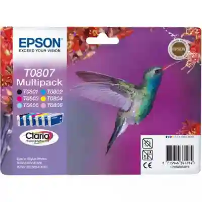 Cartus Cerneala Epson T0807 MultiPack Black, Cyan, Magenta, Yellow, Light Cyan, Light Magenta C13T08074011