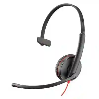 Casca cu microfon Poly Backwire C3215, 3.5mm jack/USB-C, Black