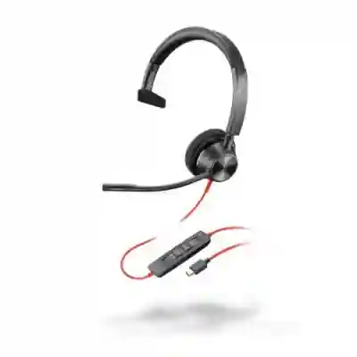 Casca cu microfon Poly Blackwire 3310 Microsoft, USB-C, Black