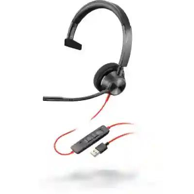 Casca cu microfon Poly Blackwire 3310, USB-A, Black