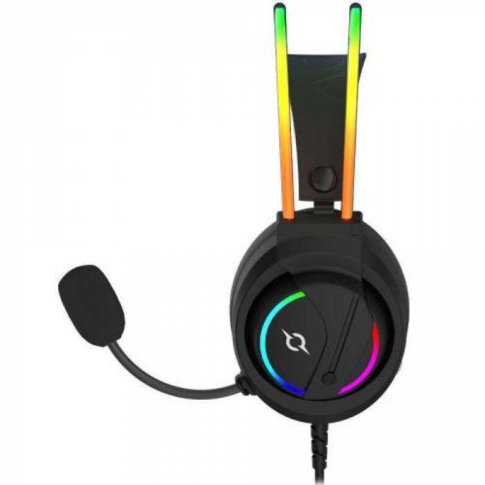 Casti cu microfon AQIRYS Cygnus RGB, USB-A, Black