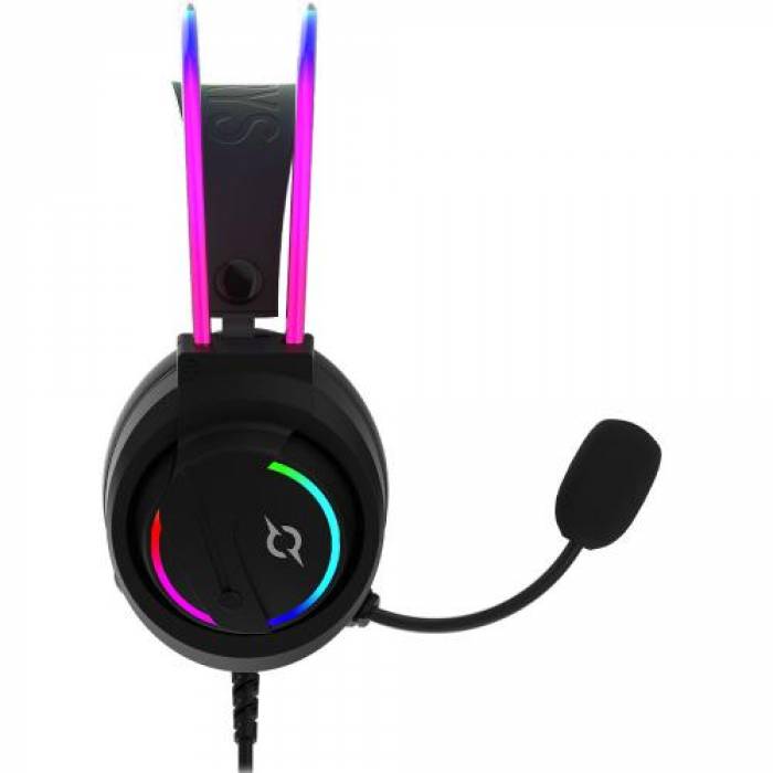 Casti cu microfon AQIRYS Cygnus RGB, USB-A, Black