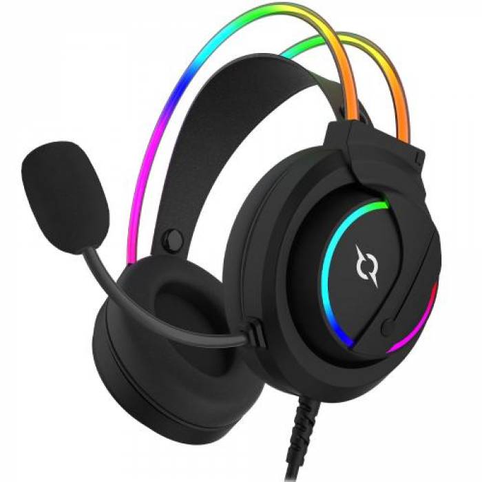 Casti cu microfon AQIRYS Cygnus RGB, USB-A, Black