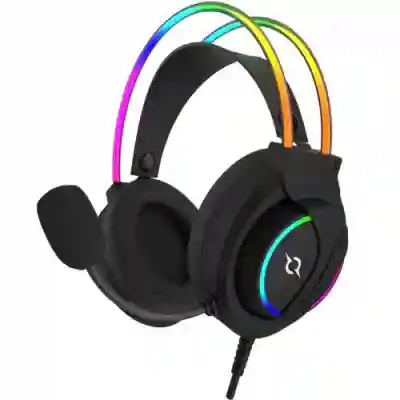 Casti cu microfon AQIRYS Cygnus RGB, USB-A, Black