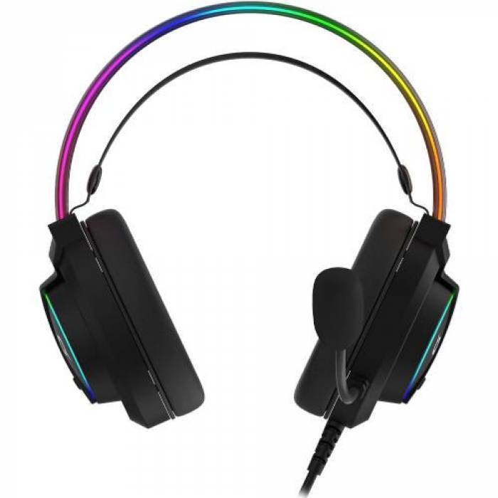 Casti cu microfon AQIRYS Cygnus RGB, USB-A, Black