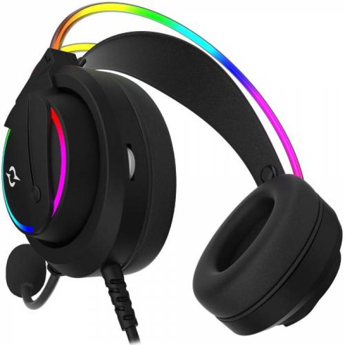 Casti cu microfon AQIRYS Cygnus RGB, USB-A, Black