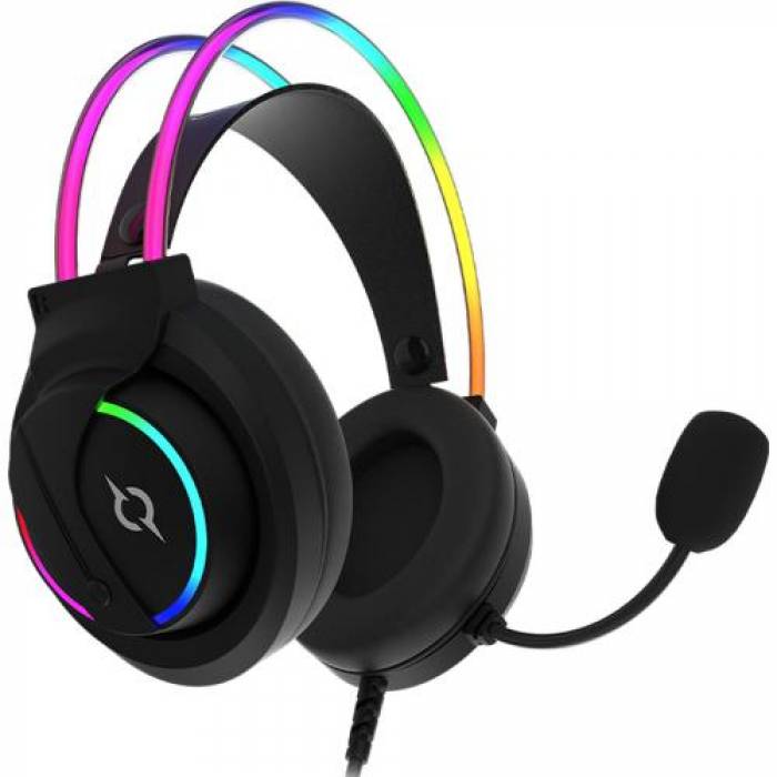 Casti cu microfon AQIRYS Cygnus RGB, USB-A, Black