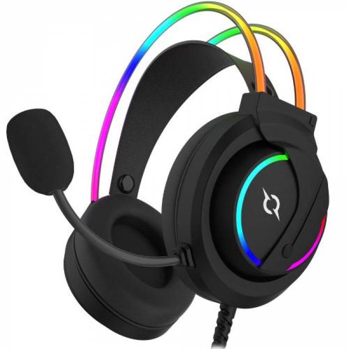 Casti cu microfon AQIRYS Cygnus RGB, USB-A, Black