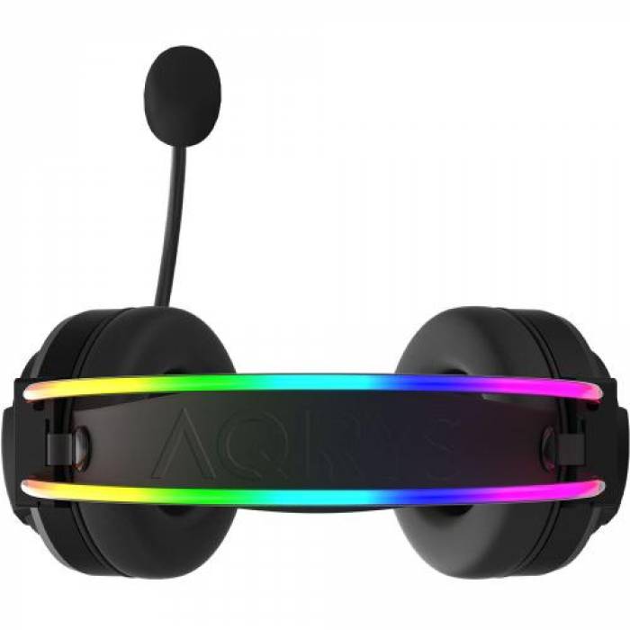 Casti cu microfon AQIRYS Cygnus RGB, USB-A, Black