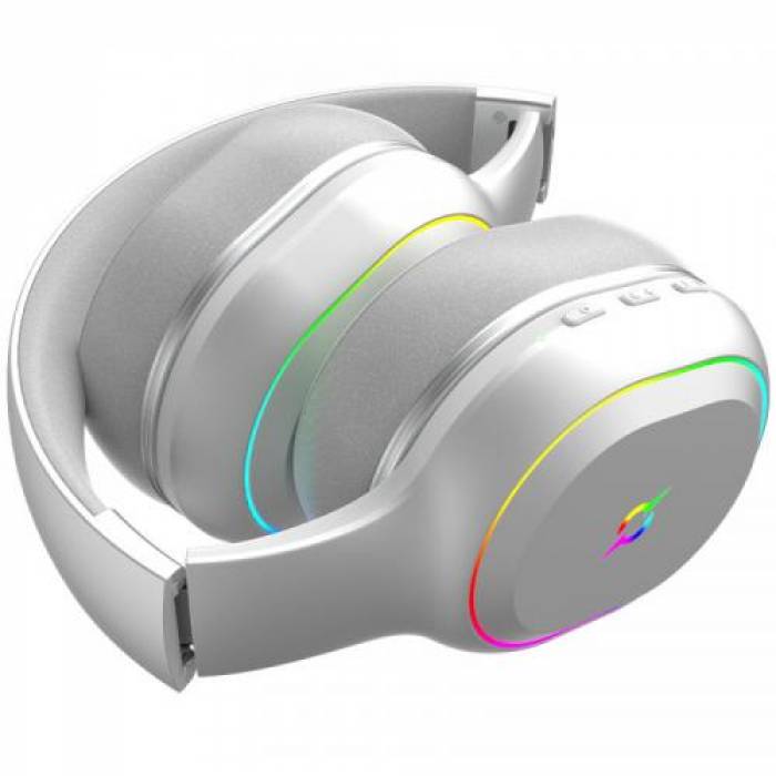 Casti cu microfon AQIRYS Lyra, USB Wireless/Bluetooth/3.5mm jack, White