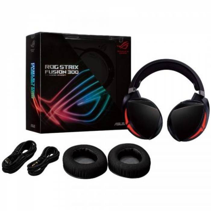 Casti cu microfon ASUS ROG Strix Fusion 300, USB-A/3.5mm jack, Black