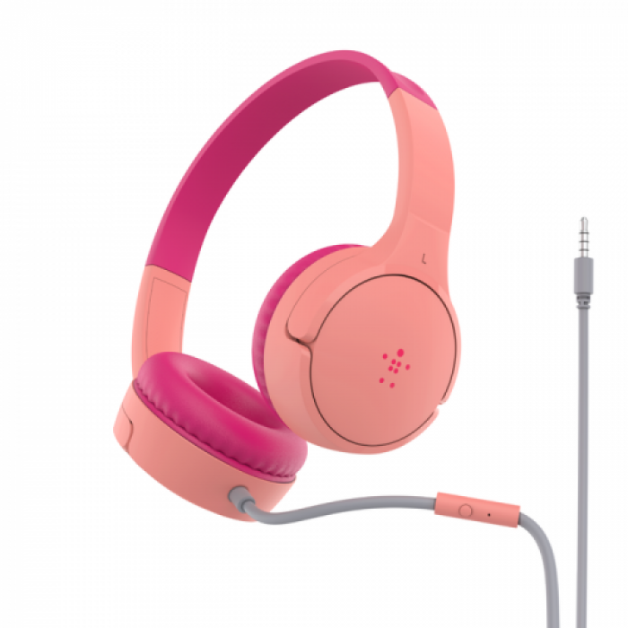 Casti cu microfon Belkin SoundForm Mini, 3.5mm jack, Pink