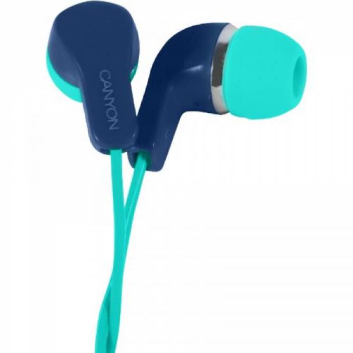 Casti cu microfon Canyon In-Ear CNS-CEPM02GBL, 3.5mm jack, Green-Blue