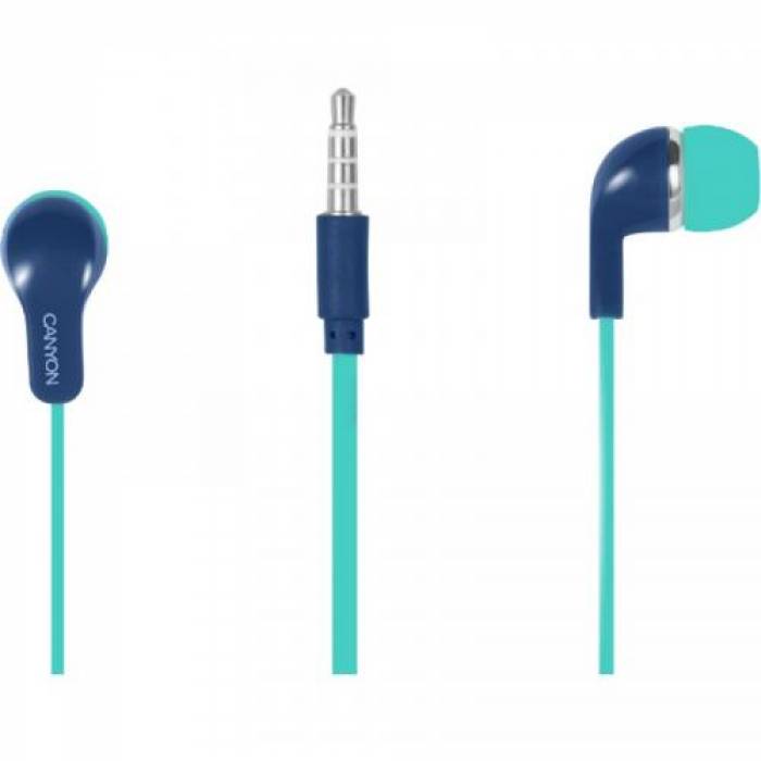 Casti cu microfon Canyon In-Ear CNS-CEPM02GBL, 3.5mm jack, Green-Blue