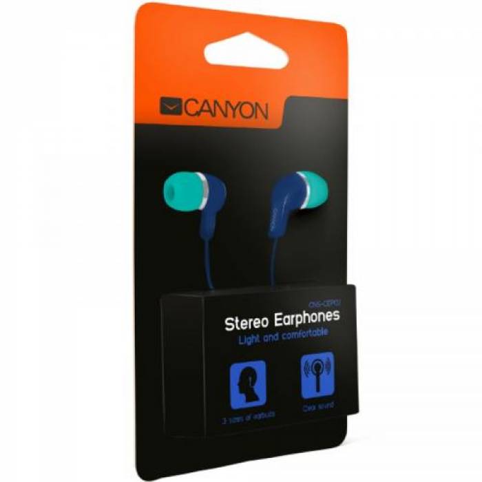 Casti cu microfon Canyon In-Ear CNS-CEPM02GBL, 3.5mm jack, Green-Blue