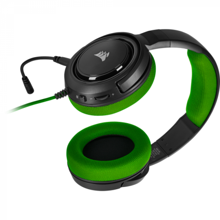 Casti cu microfon Corsair HS35, 3.5mm jack, Green