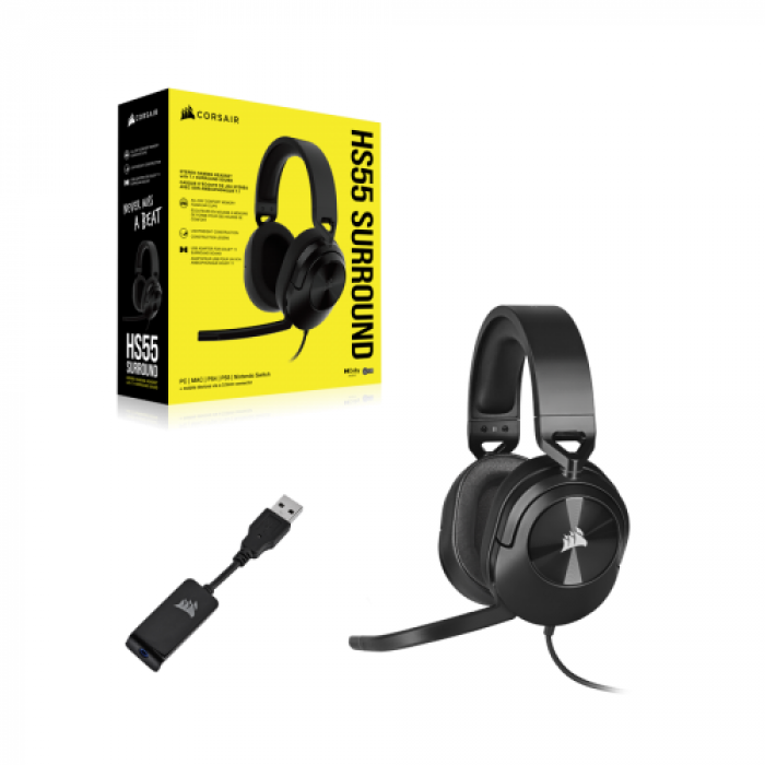 Casti cu microfon Corsair HS55 Surround, Carbon