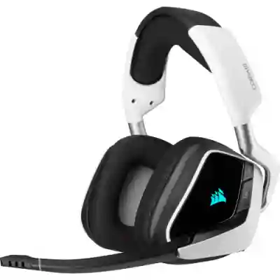 Casti cu microfon Corsair Void Elite RGB 7.1, USB Wireless, White