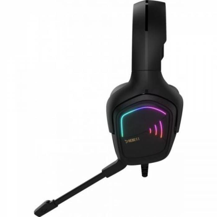 Casti cu microfon Gamdias Hebe E2 RGB, 3.5mm jack/USB-A, Black