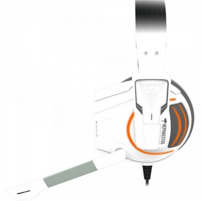 Casti cu microfon Gamdias Hephaestus E1, 3.5mm jack/USB-A, White-Silver