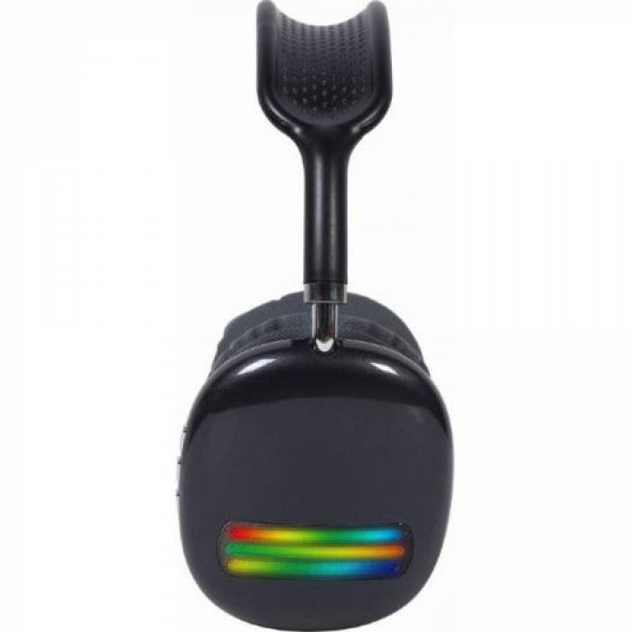 Casti cu microfon Gembird BHP-LED-02-MX, Bluetooth/3.5mm jack, Black