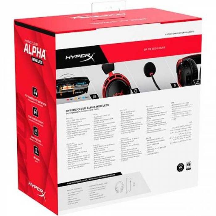 Casti cu microfon HP HyperX Cloud Alpha Wireless, USB Wireless, Black-Red