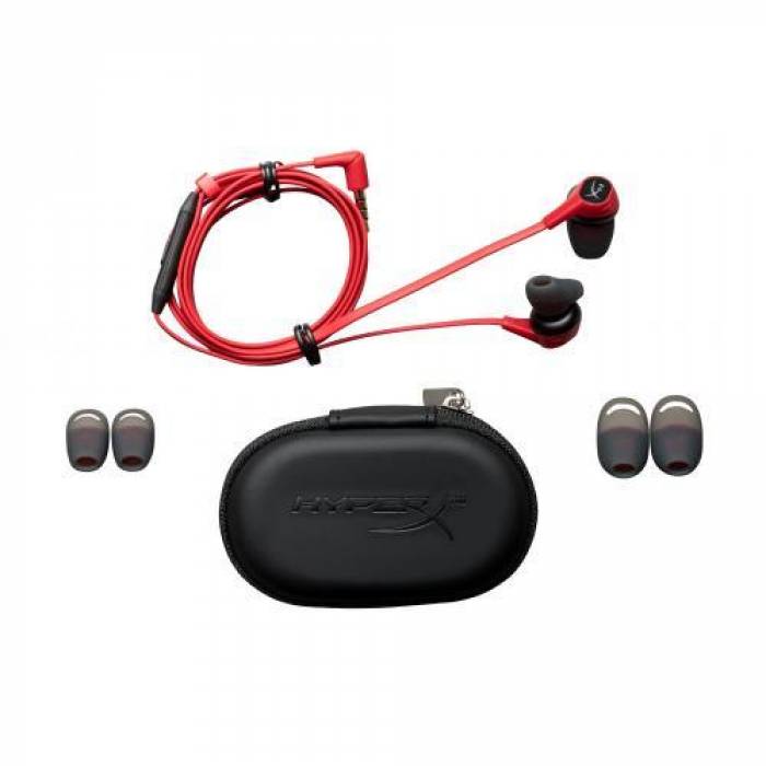 Casti cu microfon HP HyperX Cloud Earbuds, 3.5mm jack, Black-Red