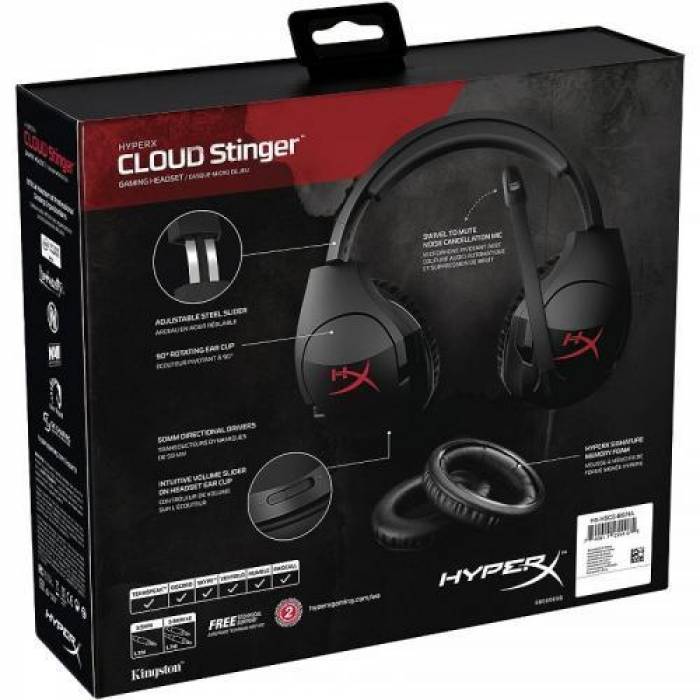 Casti cu microfon HP HyperX Cloud Stinger, 3.5mm jack, Black