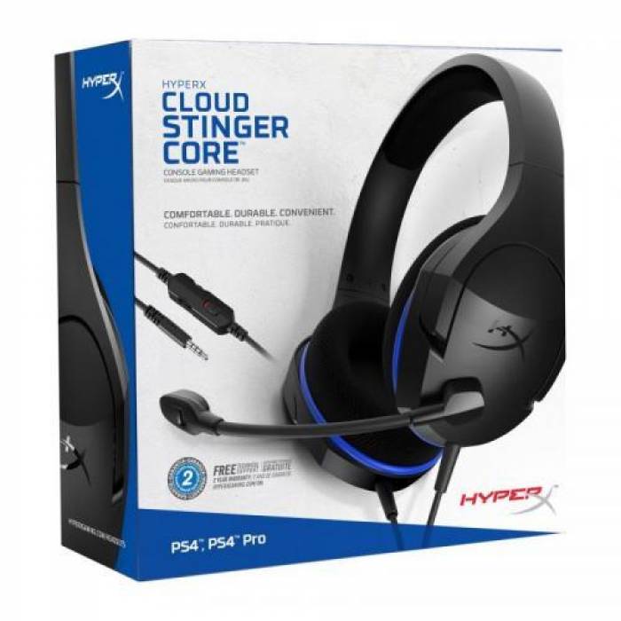 Casti cu microfon HP HyperX Cloud Stinger Core, 3.5mm jack, Black-Blue