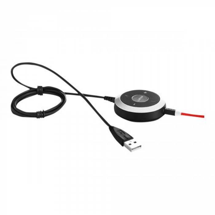 Casti cu microfon Jabra Evolve 40 UC Duo, USB-C/3.5mm jack, Black-Red