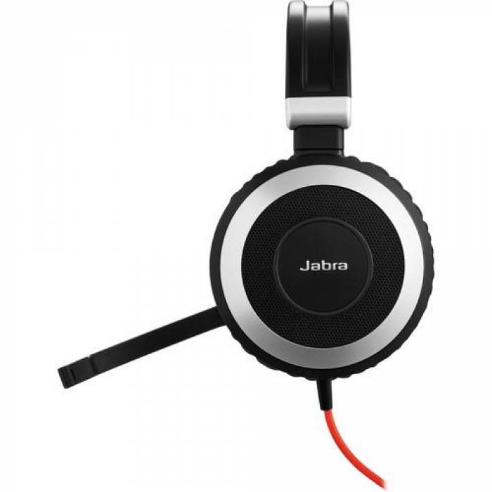 Casti cu microfon Jabra Evolve 80 MS, USB-A/3.5mm jack, Black-Red