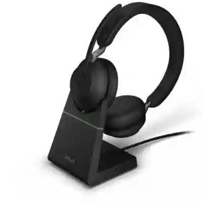 Casti cu microfon Jabra Evolve2 65, Link380a UC Stereo Stand, Bluetooth, Black