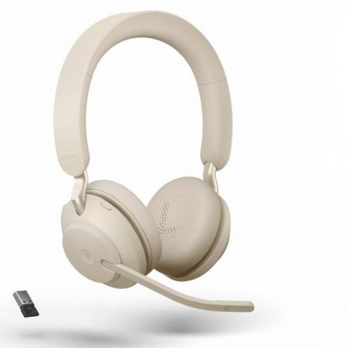 Casti cu microfon Jabra Evolve2 65, Link380c UC Stereo, Bluetooth, Beige