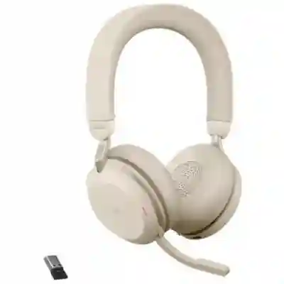 Casti cu microfon Jabra Evolve2 75 Microsoft Teams, Bluetooth, Beige