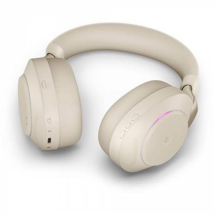 Casti cu microfon Jabra Evolve2 85, Link380c MS Stereo, Bluetooth/3.5mm jack/USB-C, Beige