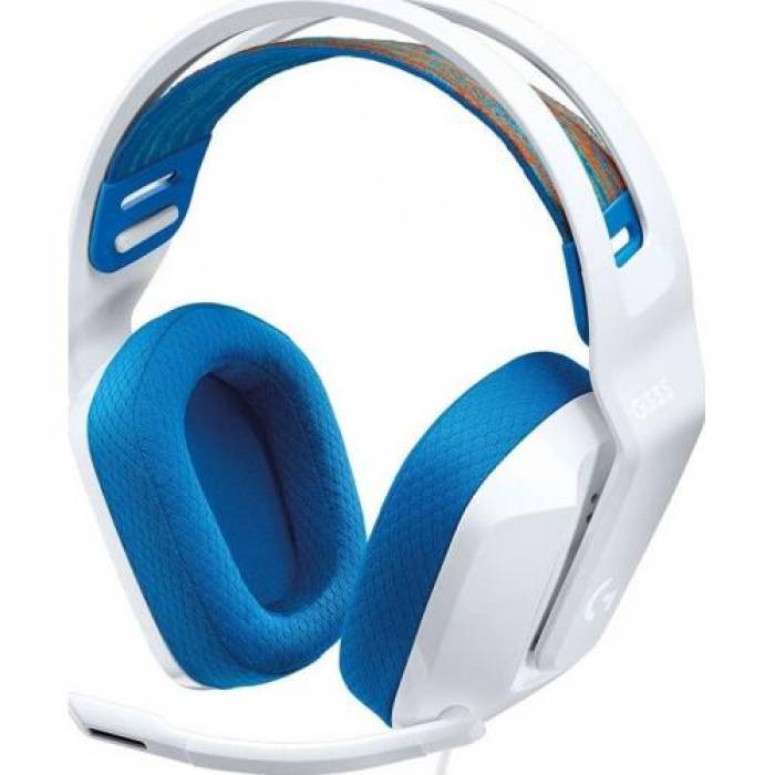 Casti cu microfon Logitech G335, 3.5mm jack, White-Blue