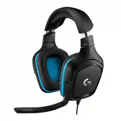 Casti cu microfon Logitech G432 7.1 Surround, 3.5mm jack, Black-Blue