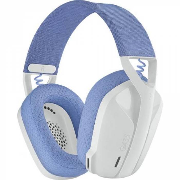 Casti cu microfon Logitech G435, Bluetooth/USB Wireless, White-Lilac