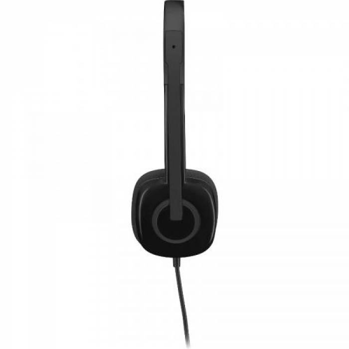 Casti cu microfon Logitech H151, 3.5mm jack, Black