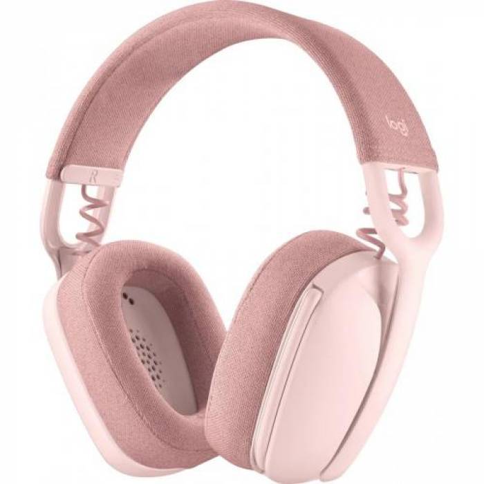 Casti cu microfon Logitech Zone Vibe 100, Bluetooth, Rose