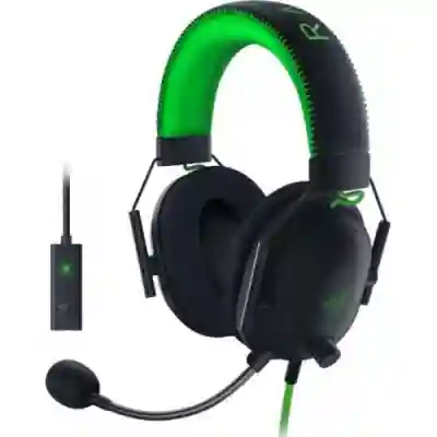 Casti cu microfon Razer BlackShark V2, Black-Green